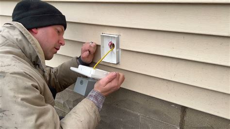 electrical boxes for exterior wall light in vinyl siding|vinyl siding exterior outlet installation.